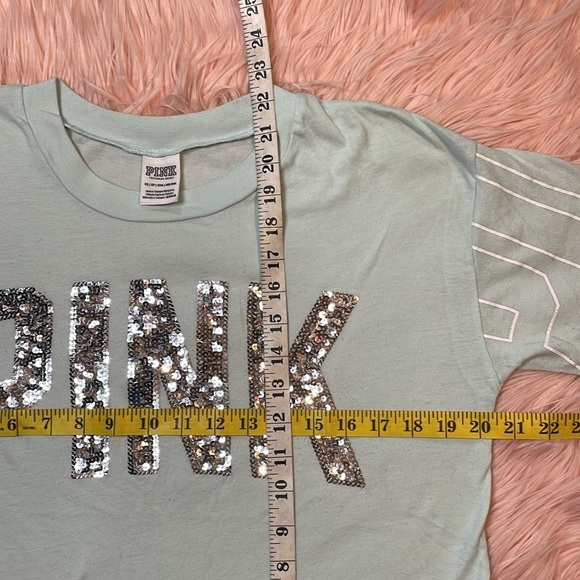 PINK Victoria’s Secret Oversized Sequin T-Shirt Size XS - Picture 5 of 6